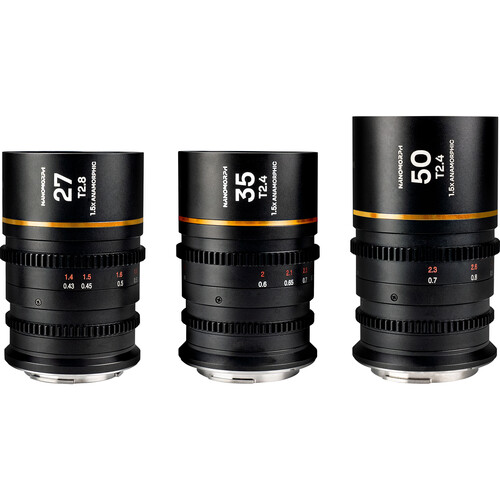 Laowa Nanomorph S35 Prime 3-Lens Bundle (Sony E, Canon RF, Fuji X, m43, ARRI PL & Canon EF) Amber Flare model - 1